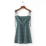 Trend Female Decoration Style Slender Shoulder Strap Printed Suspender Dress Broken Flower Money Waist Style Thin Belt Skirt-Outfit