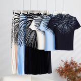 Fashion Set Women's Summer French High-Grade Folding Print Short-Sleeved Top + Loose A Word 100-Fold Long