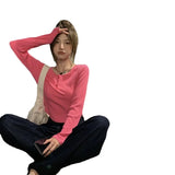 Toloer Sense Long-Sleeved T-Shirt Female 2024 Spring And Autumn New Korean Version Slim Careful Machine Bottom Shirt Short Student