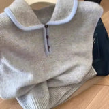 Toloer Sweet Korean Dongdaemun Stifled Small Collar Loose Striped Knitted Vest Women Autumn And Winter Folding