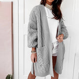 Cardigan for Women Oversized Lantern Sleeve Knitted Sweater Ladies Autumn Winter Sweater Coat Warm Twist Loose Long