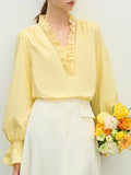 Toloer Temperament Lace Lace V-Neck Shirt Women's Spring 2025 Design Sense Niche Elegant Loose