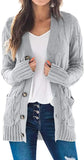 Long Sleeve Size Cardigan Knitted Women's Mid-length