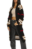 Long Striped Knitted Cardigan Large Version Of Loose Long-Sleeved Sweater Coat