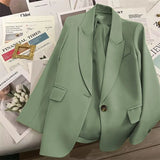 Toloer And Autumn Suit Jacket Female In 2024 Autumn New Avocado Color Net Red Fried Street Temperament Trend Casual Suit-Outfit