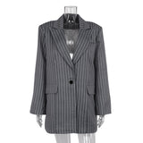 Toloer Women's Fall And Winter Trend Is Advanced With A Two-Piece Striped Suit Jacket Skirt Fashion Suit-Outfit
