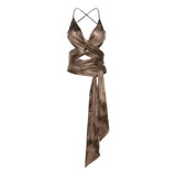 Summer Fashion Trend Women's New Printing Straps To Repair The Body With A Small