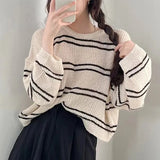 Vintage Striped Oversized Knitted Tee-Outfit