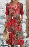 New Printed Summer V-Neck Casual Holiday Bag Dress Home Clothes