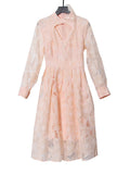 Temperament Dress Women 2025 Spring New Round Collar Hollow Embroidery Design Design Sense Long-Sleeved Skirt