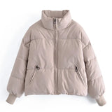 Aachoae Autumn Winter Women Fashion Thick Warm Padded Parkas Coats Female Long Sleeve Pockets Coat Chic Elegant Outerwear
