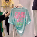 Toloer Short-Sleeved T-Shirt Women's Summer 2024 New Korean Version Loose Casual Versatile Stereo Foam Letter Half Sleeve