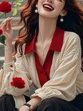Toloer French Chiffon Shirts Spring 2025 New Chic Long Sleeve Clip