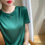 Toloer Summer Women's T-Shirt New Super Soft Bat Sleeve Simple Short-Sleeved Women's Top Bottom With Sleeveless Vest-Outfit