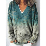 Christmas Abstract 3D Print Big V-Neck Long-Sleeved