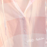 Lattice Hooded Sunscreen Woman 2025 Spring And Summer New Korean Version Of Loose Casual Shirt Thin Top