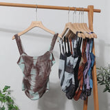 Hottie Tie Dye Irregular Sleeveless Small Sleeveless Sleeve Strip Back Strap Bow Strap Bow Blouse