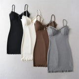 Trendy Girls' Sexy Buttocks Skirt, Breast Cushion, Lace Edge Splicing Sling Dress, Slim And Bottomed Dress-Outfit