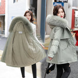 Tide Style To Overcome The Women's Short Style 2023 Winter New Korean Version Loose Fashion Big Wool Collar And Thick Plush Casual Cotton-Padded Clothes-Outfit