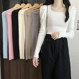Toloer Collar Bottom Shirt Women's 2023 Autumn Winter New Knitting Low Coltleneck Sweater Short Black Bubble Sleeve Jacket