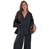 New Women's V-Neck Casual Fashion Temperament Long-Sleeved Trousers