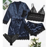 2021 New Ladies Pajamas Four-Piece Sexy Sling Skirt Set Home Lace Pajamas