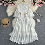 Toloer Dress Autumn 2023 New Show Thin Sunscreen Beach Holiday Dress Desert Dress Super Fairy White