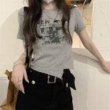 Toloer Girl Style Design Sense Short T-Shirt Summer 2024 New Irregular Chic Niche Ins Short Sleeve Shirt Women's