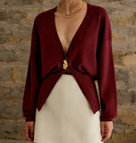 Color V-Neck Long Sleeve Open Shirt 2025 Spring And Autumn Temperament V Collar A Buckle Long Sleeve Waist