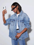 New Women's Water Wash Denim Jacket Women Casual Long-Sleeved Jacket