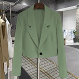 Jacket Women 2025 Spring And Autumn New Korean Version Of The Fashion White Ultra-Short One Buckle