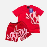 Aesthetics Male Gothic 2-Piece Hip-Hop Alphabet Print 0-Collar T-Shirt + Rope Wide Legs And Short-Outfit