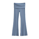 Trendy Women's Wear In Spring, The New Double-Layer Waist-Turning Sports Leisure Pants, Spicy Girls' Stretch Slimming Micro-Horn Trousers-Outfit