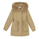 Cotton-Padded Clothes Female Medium Long Style 2023 New Loose Korean Version Of The Wool Collar Plus Velvet Pie To Overcome The Down Cotton Jacket Winter Coat-Outfit