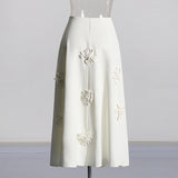 Toloer Retro Wind 2024 Summer New Sling With Three-Dimensional Flower Splicing Sling With High Waist In The Long Half Skirt Suit Female-Outfit