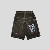 Selling Popular Style Y2K Hip Hop Original Dormitory Gothic Style Funny Style Printed Denim Shorts For Men-Outfit