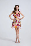 High-End Heavy Industry Embroidery Flowers Waist Thin Sling Dress Female Elegant Dress