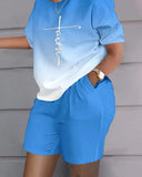 Independent Station Spring And Summer Fashion Positioning Printing Short-Sleeved 2-Piece Set Of Women-Outfit