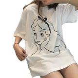 Toloer Summer New Korean Print Long Short Sleeve T-Shirt Women's Loose Shirt