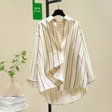 Spring And Autumn New Vertical Stripe Loose Long-Sleeved Shirt Women Fashion Casual Korean Version Of The Shirt Women
