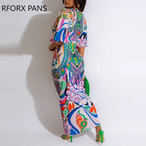 Women Elegant Deep V Neck Lace Up All Over Print Maxi Shirring Party Sexy Vacation Dress-Outfit