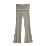 Trendy Women's Wear In Spring, The New Double-Layer Waist-Turning Sports Leisure Pants, Spicy Girls' Stretch Slimming Micro-Horn Trousers-Outfit