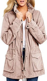 Military Jacket Women Hooded Windbreaker Autumn Winter Female Long Sleeve Outerwear Casual Streetwear Stand Collar Zip Up