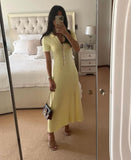 Summer New Women's Pure Color Collar Simple Long