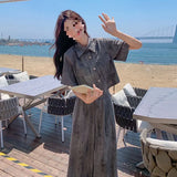 Casual Set Summer Women's New Ocean Gas High Age-Dose Tie Dye T-Shirt Loose Broad Leg Pants