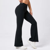Toloer Hip Yoga V Waist Bell Bottom Pants Fitness Exercise Wide Leg Micro La High Waist Fast Drying Yoga Pants 43210-Outfit