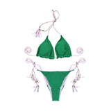 Toloer Female Hot Girl Bikini Split Sexy Triangle Double Sided Collision Color Beach Bikini Swimsuit Three Point