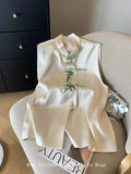 High-End Women's Wear New Chinese Apricot Bamboo Satin Collar Vest 2024 Female Spring And Summer Fashion-Outfit