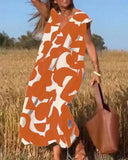 Ladies Style V-Neck Loose Waist Dress 2025 Summer Fashion New Set Long