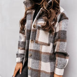 2021 New Women Long Sleeve Woolen Coats Fashion Ladies Thick Plaid Coat Female Streetwear Girls Oversize Jacket